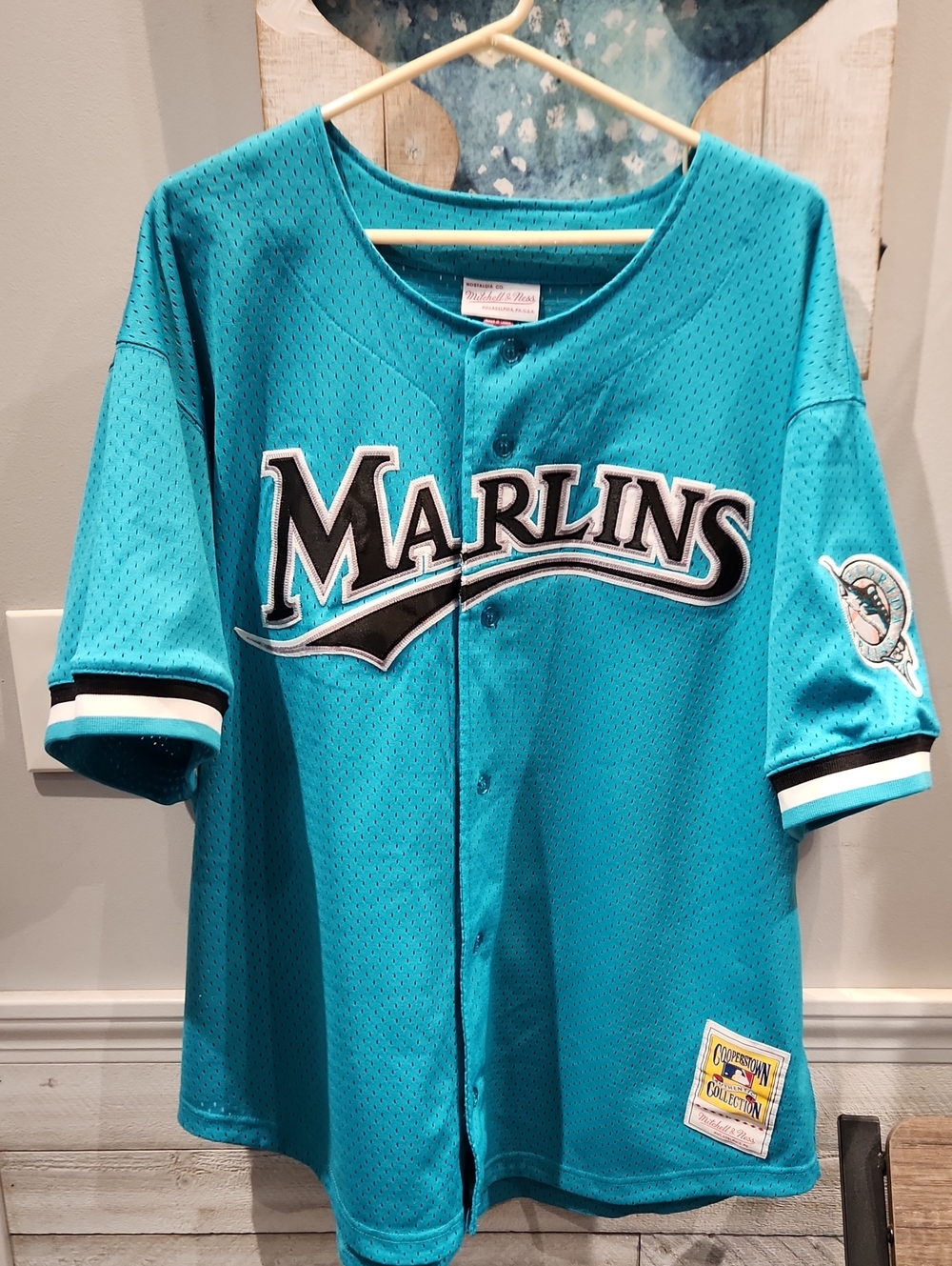 EUC Mitchell & Ness Teal Marlins Men's Sz 2XL Jersey